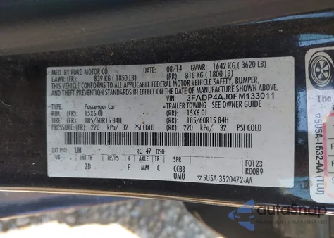 2015 Ford Fiesta S from USA, damaged, VIN 3FADP4AJ0FM133011